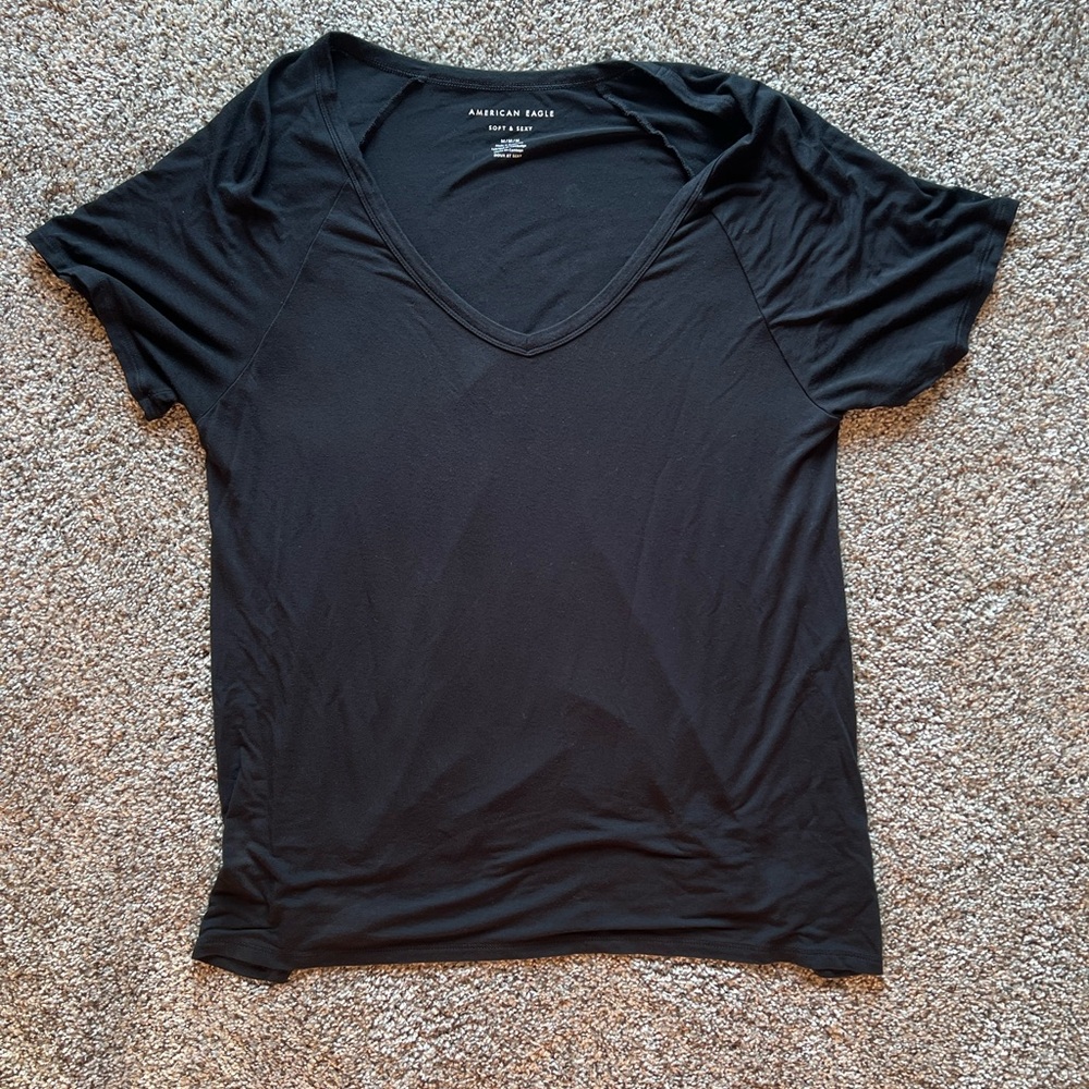 American Eagle Outfitters Black Soft & Sexy Short Sleeve Tee